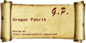 Greger Patrik névjegykártya
